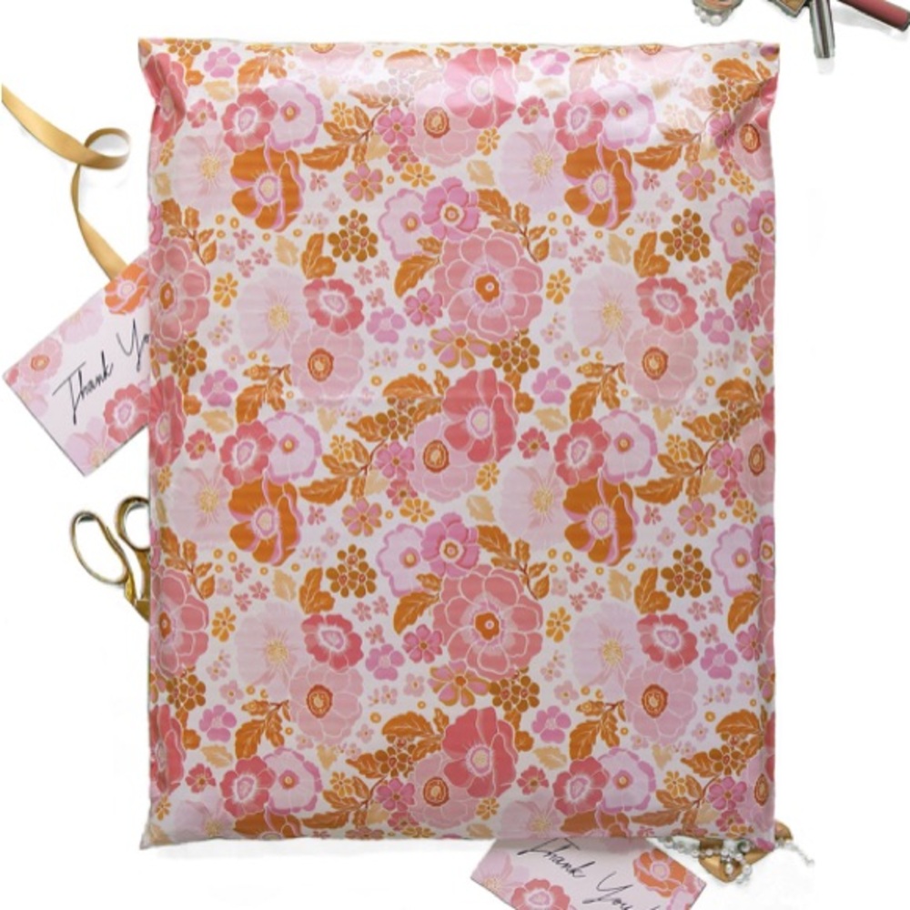 Set of 20 14x17” Mixed Floral Pink White Brown Poly Mailers Seller Tools Package